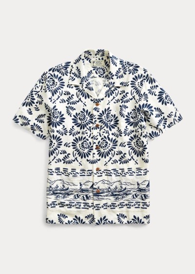 Ralph Lauren Print Linen Camp Skjorter Herre Danmark (TXJYV2389)